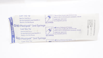 BD 309656 3ml Syringe Slip Tip